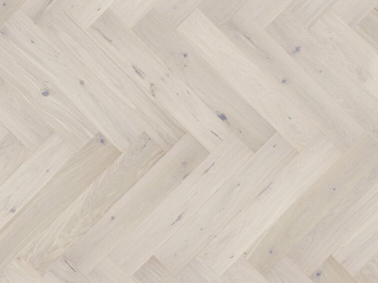 Trägolv - Ek Sillben klick, Cappuccino, Borstad vit mattlack