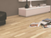 Trägolv - Ask 3-stavs lamellparkett, Standard, Vit mattlack