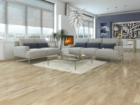 Trägolv - Ek 3-stavs lamellparkett, Vit mattlack